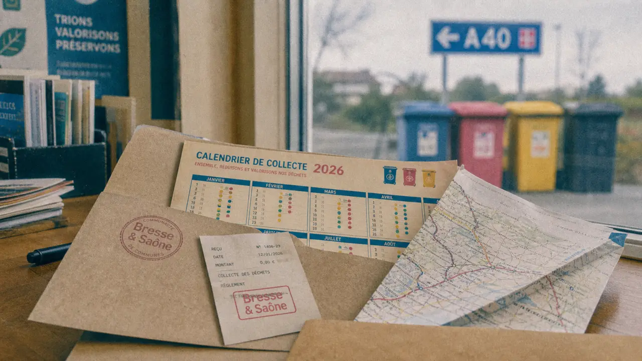 Calendrier de collecte Bresse Saone, bacs et route A40