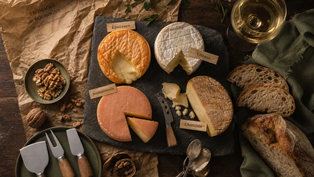 Fromages bourguignons : Époisses, Cîteaux et Soumaintrain sur ardoise