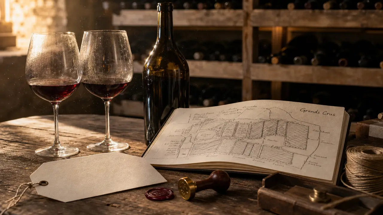 Grand cru bourgogne : verres, bouteille et plan de climat