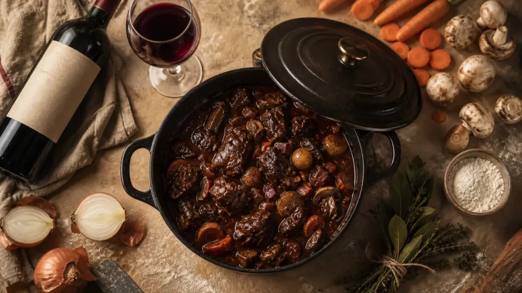 Bœuf bourguignon : quel vin rouge choisir pour la cuisson, le service et le budget ?