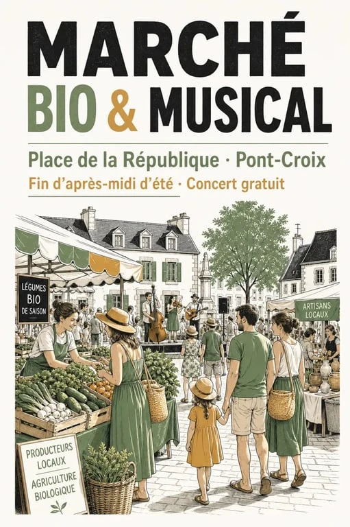 Marché bio local et musical à Pont-Croix avec producteurs bio et concert en plein air