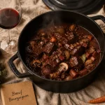 vin boeuf bourguignon avec pinot noir, bœuf bourguignon et sauce