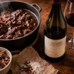 Vins pour bourguignon : bœuf bourguignon rouge fruité et cocotte fumante