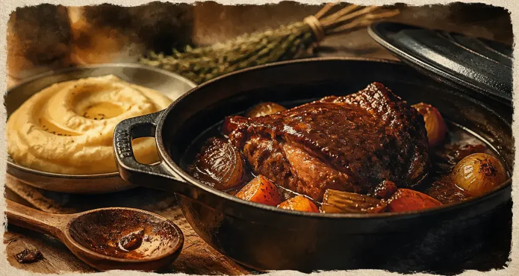 Joue de porc au vin rouge : la méthode pour une viande fondante et une sauce onctueuse