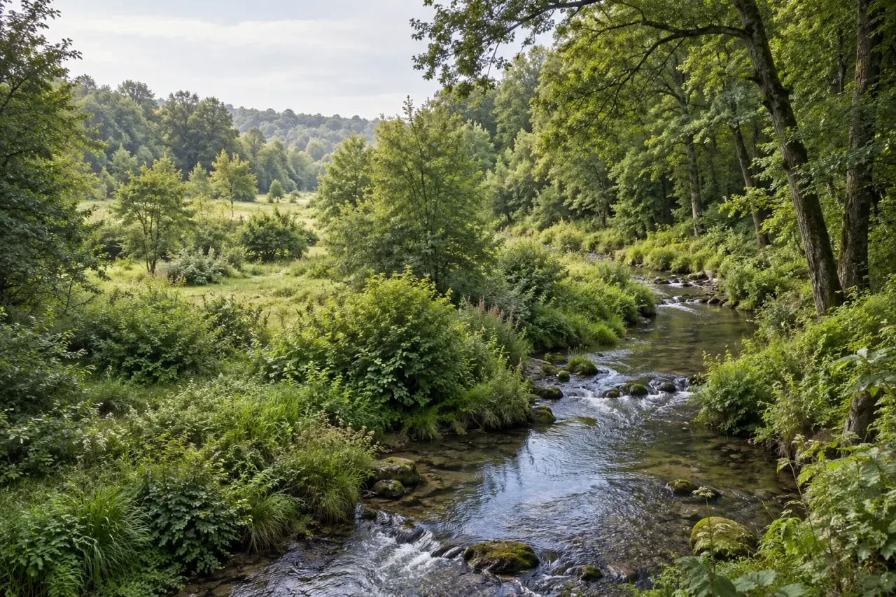 Jardin-forêt et rivière de La Lévrière chambres d’hôtes en Normandie