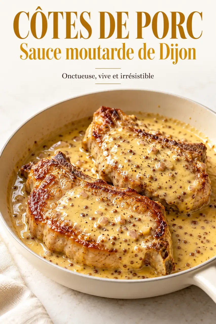 Sauce moutarde de Dijon pour porc avec côtes de porc dorées et sauce crémeuse