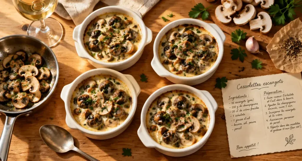 35 minutes pour réussir une cassolette d’escargots à la sauce crémeuse